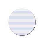 Horizontal Stripes - White and Pastel Blue Rubber Round Coaster (4 pack)