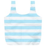 Horizontal Stripes - White and Light Blue Full Print Recycle Bag (XL)