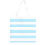 Horizontal Stripes - White and Light Blue Grocery Light Tote Bag