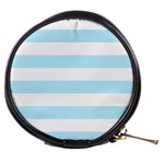 Horizontal Stripes - White and Light Blue Mini Makeup Bag