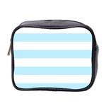 Horizontal Stripes - White and Light Blue Mini Toiletries Bag (Two Sides)