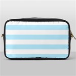 Horizontal Stripes - White and Light Blue Toiletries Bag (One Side)