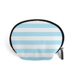 Horizontal Stripes - White and Light Blue Accessory Pouch (Small)