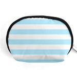 Horizontal Stripes - White and Light Blue Accessory Pouch (Medium)