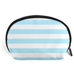 Horizontal Stripes - White and Light Blue Accessory Pouch (Large)