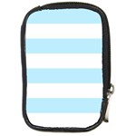 Horizontal Stripes - White and Light Blue Compact Camera Leather Case