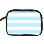 Horizontal Stripes - White and Light Blue Digital Camera Leather Case