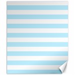 Horizontal Stripes - White and Light Blue Canvas 8  x 10 