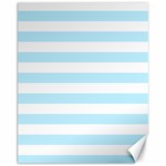 Horizontal Stripes - White and Light Blue Canvas 11  x 14 