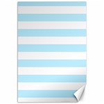 Horizontal Stripes - White and Light Blue Canvas 12  x 18 