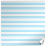 Horizontal Stripes - White and Light Blue Canvas 16  x 16 