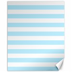 Horizontal Stripes - White and Light Blue Canvas 16  x 20 