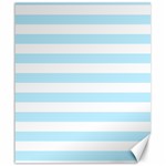 Horizontal Stripes - White and Light Blue Canvas 20  x 24 