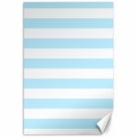 Horizontal Stripes - White and Light Blue Canvas 20  x 30 