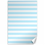 Horizontal Stripes - White and Light Blue Canvas 24  x 36 