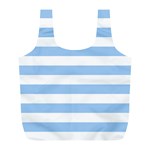 Horizontal Stripes - White and Baby Blue Full Print Recycle Bag (L)