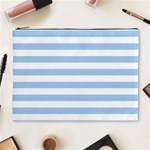 Horizontal Stripes - White and Baby Blue Cosmetic Bag (XL)