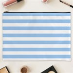 Horizontal Stripes - White and Baby Blue Cosmetic Bag (XXXL)