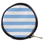 Horizontal Stripes - White and Baby Blue Mini Makeup Bag