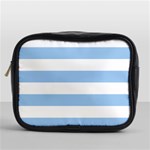 Horizontal Stripes - White and Baby Blue Mini Toiletries Bag (One Side)