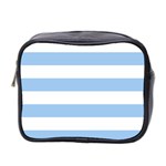 Horizontal Stripes - White and Baby Blue Mini Toiletries Bag (Two Sides)