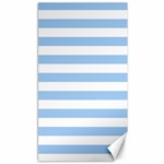 Horizontal Stripes - White and Baby Blue Canvas 40  x 72 