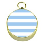 Horizontal Stripes - White and Baby Blue Gold Compass