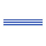 Horizontal Stripes - White and Cerulean Blue Flano Scarf (Mini)