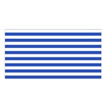 Horizontal Stripes - White and Cerulean Blue Satin Shawl