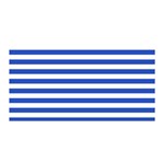 Horizontal Stripes - White and Cerulean Blue Satin Wrap