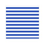 Horizontal Stripes - White and Cerulean Blue Small Satin Scarf  (Square)