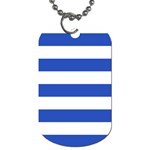 Horizontal Stripes - White and Cerulean Blue Dog Tag (One Side)