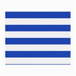 Horizontal Stripes - White and Cerulean Blue Small Glasses Cloth (2 Sides)