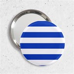 Horizontal Stripes - White and Cerulean Blue 2.25  Handbag Mirror