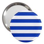 Horizontal Stripes - White and Cerulean Blue 3  Handbag Mirror