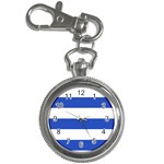 Horizontal Stripes - White and Cerulean Blue Key Chain Watch