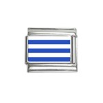 Horizontal Stripes - White and Cerulean Blue Italian Charm (9mm)