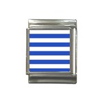 Horizontal Stripes - White and Cerulean Blue Italian Charm (13mm)