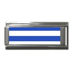 Horizontal Stripes - White and Cerulean Blue Superlink Italian Charm (9mm)