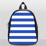 Horizontal Stripes - White and Cerulean Blue School Bag (Small)