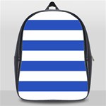 Horizontal Stripes - White and Cerulean Blue School Bag (XL)