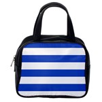 Horizontal Stripes - White and Cerulean Blue Classic Handbag (One Side)