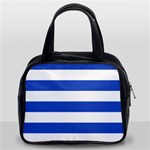 Horizontal Stripes - White and Cerulean Blue Classic Handbag (Two Sides)