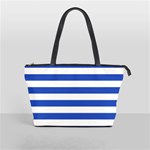 Horizontal Stripes - White and Cerulean Blue Classic Shoulder Handbag (One Side)