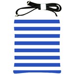 Horizontal Stripes - White and Cerulean Blue Shoulder Sling Bag