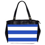 Horizontal Stripes - White and Cerulean Blue Classic Oversize Office Handbag (Two Sides)