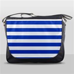 Horizontal Stripes - White and Cerulean Blue Messenger Bag