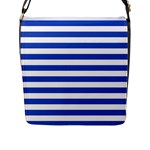 Horizontal Stripes - White and Cerulean Blue Flap Closure Messenger Bag (L)