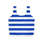 Horizontal Stripes - White and Cerulean Blue Full Print Recycle Bag (S)