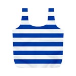 Horizontal Stripes - White and Cobalt Blue Full Print Recycle Bag (M)